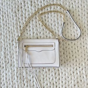 Rebecca Minkoff Avery Crossbody Purse Seashell (Off-White) with Gold Chain